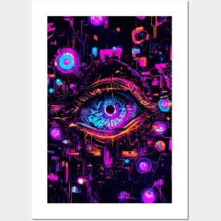 Neon eye closeup abstract art Posters and Art